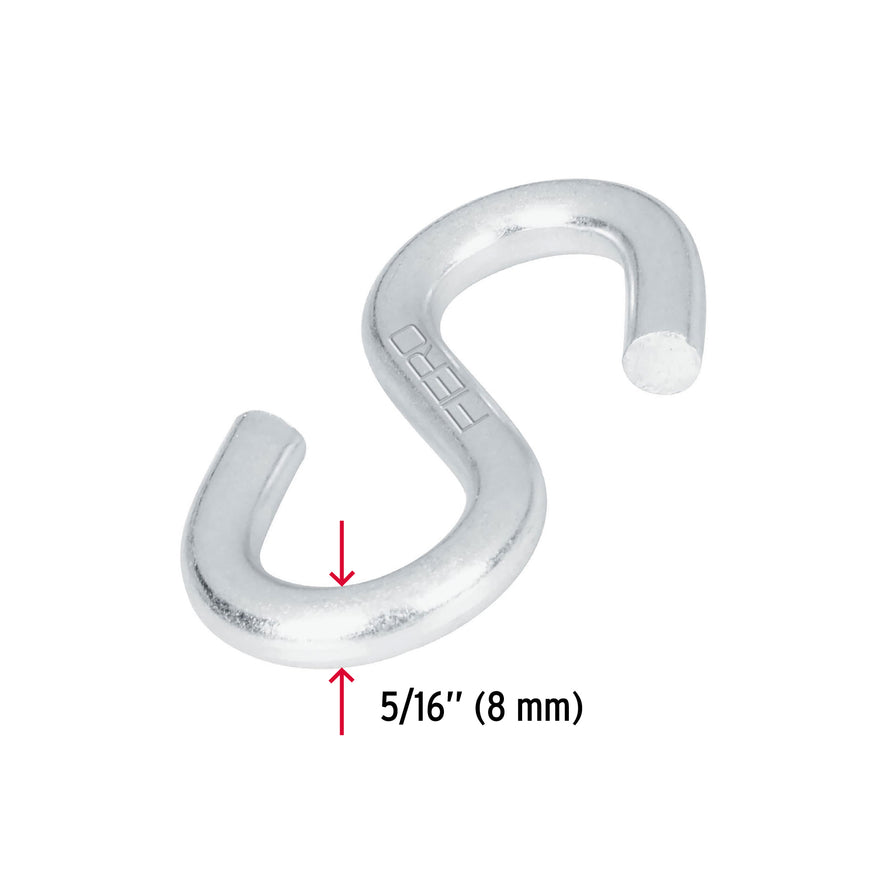 Gancho 'S' de 5/16' de acero para cable, Fiero Caja con 12, 44093