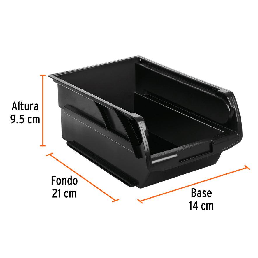 Gaveta apilable #2.5 de plástico, 21 x 14 x 9.5 cm, TRUPER Caja con 6, 102436
