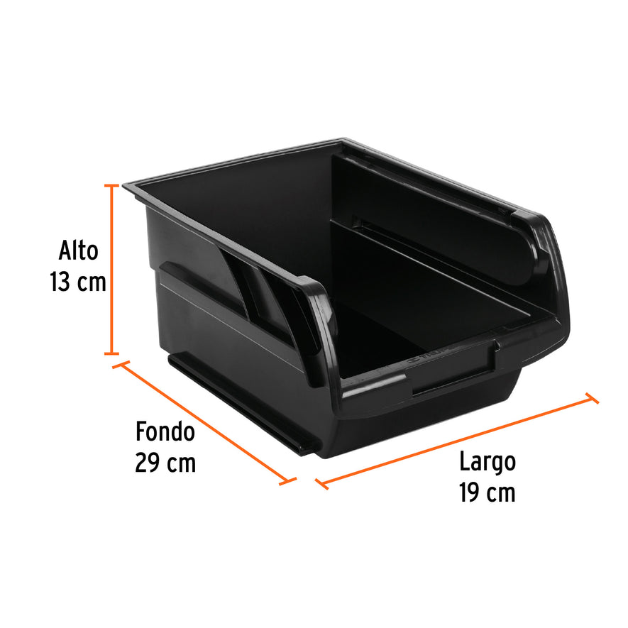 Gaveta apilable #3.5 de plástico, 29 x 19 x 13 cm, TRUPER Caja con 6, 102437