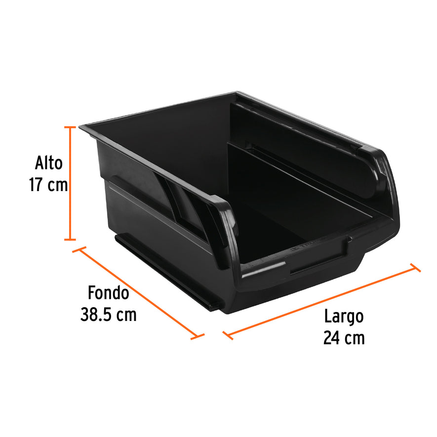 Gaveta apilable #4.5 de plástico, 38.5 x 24 x 17 cm, TRUPER Caja con 4, 102438