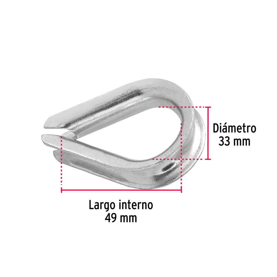 Bolsa con 5 guardacabos para cable de acero de 1/2', Fiero Caja con 10, 49918