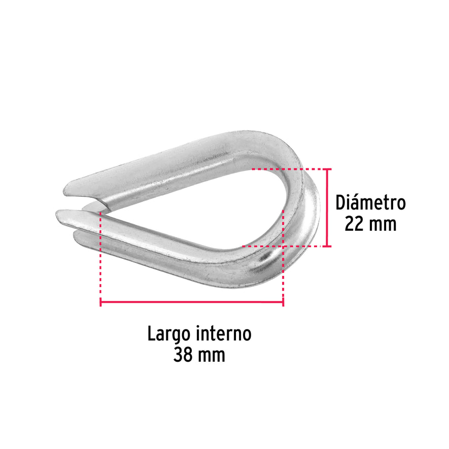 Bolsa con 10 guardacabos para cable de acero de 1/4', Fiero Caja con 10, 49911