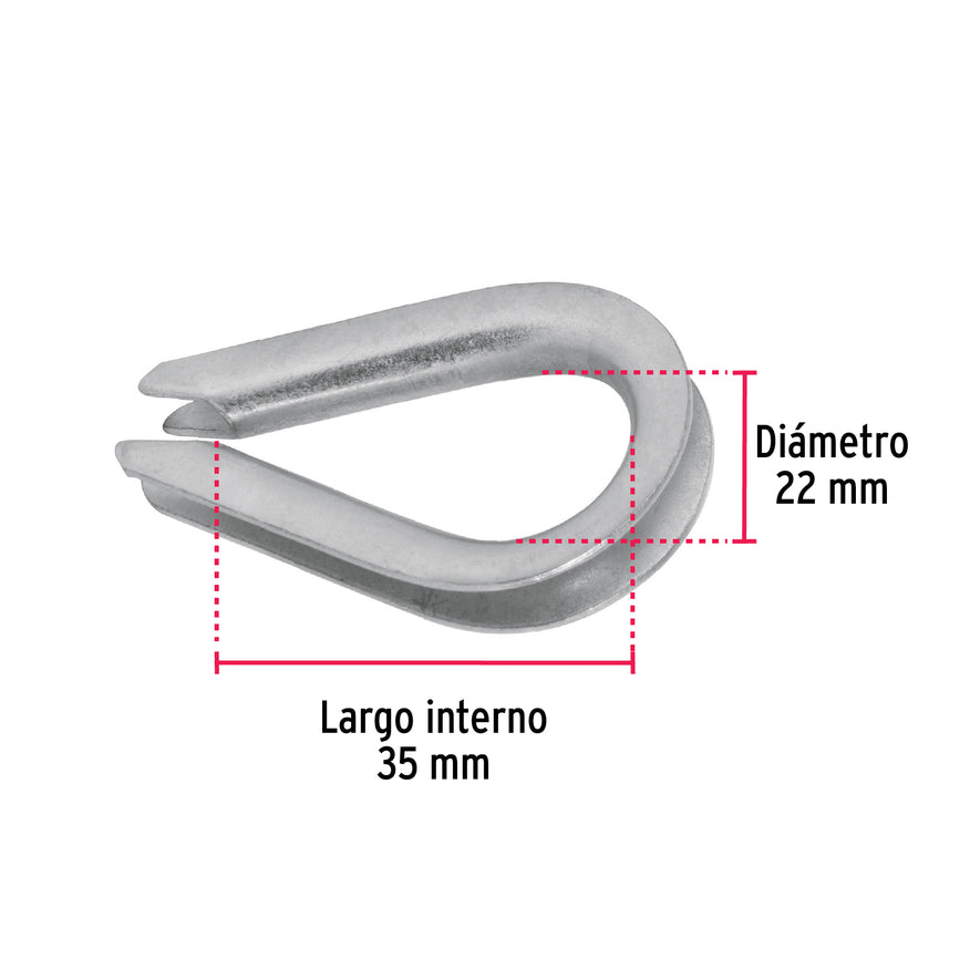 Bolsa con 10 guardacabos para cable de acero de 1/8', Fiero Caja con 10, 49908