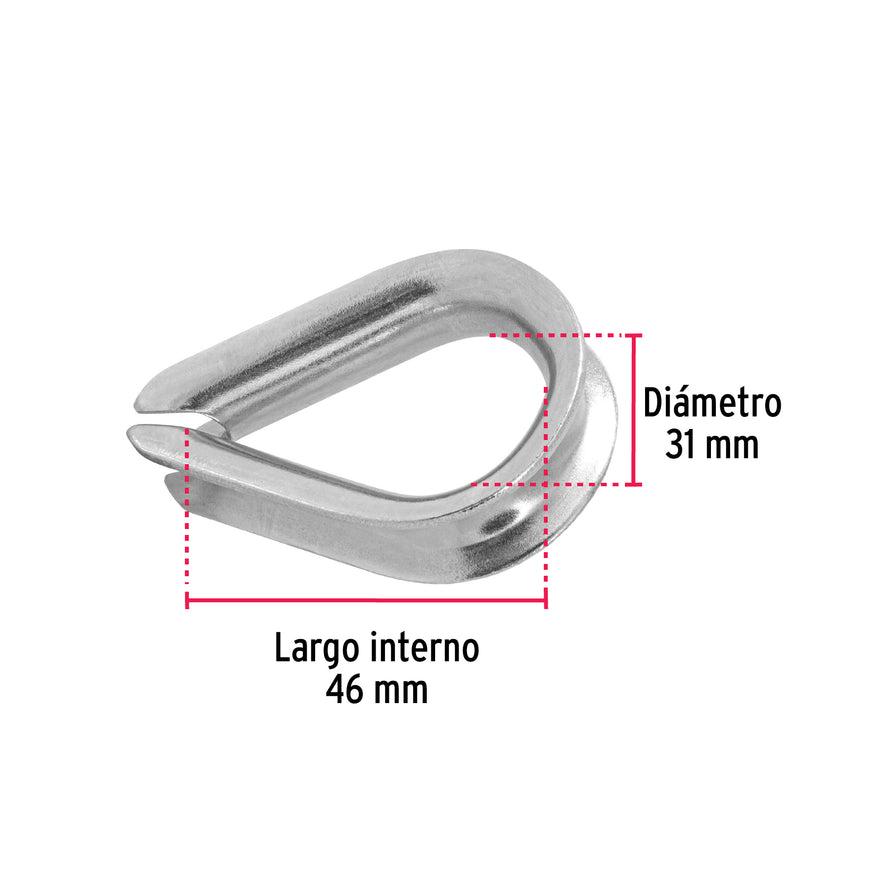 Bolsa con 5 guardacabos para cable de acero de 7/16', Fiero Caja con 10, 49917