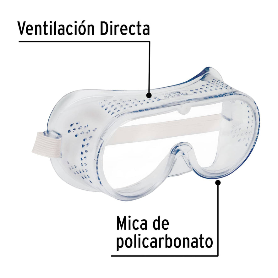 Goggles de seguridad con ventilación directa, Pretul Caja con 6, 21538
