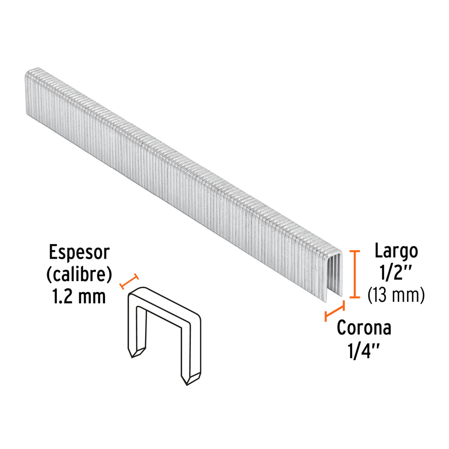 grapas corona 1/4' calibre 18, 13mm p/ENNE-120 Caja con 5000, 18270
