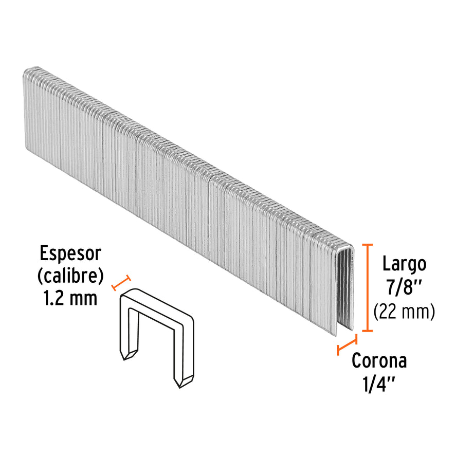 grapas corona 1/4' calibre 18, 22mm p/ENNE-120 Caja con 5000, 18273