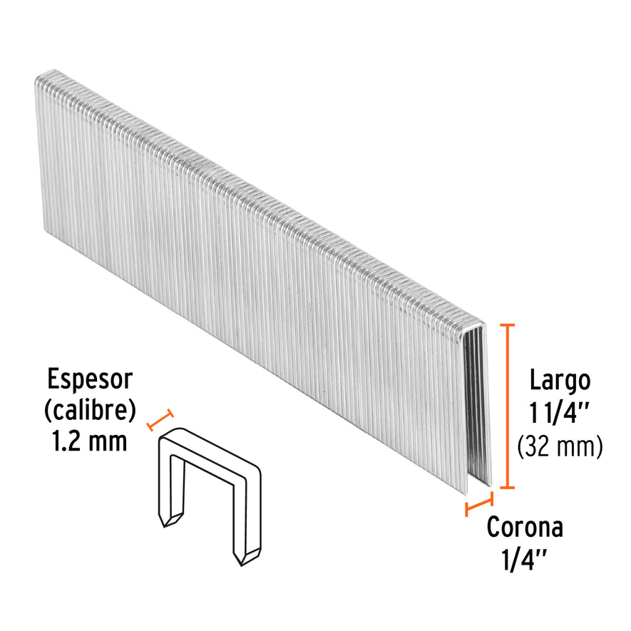 grapas corona 1/4' calibre 18, 32mm p/ENNE-120 Caja con 5000, 18276