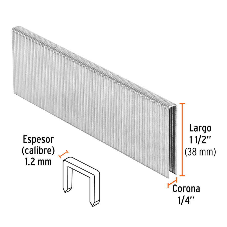 grapas corona 1/4' calibre 18, 38mm p/ENNE-120 Caja con 5000, 18278