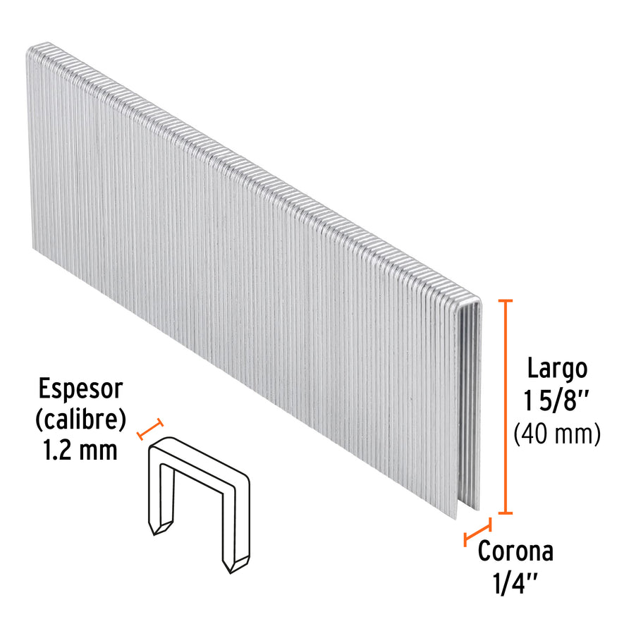 grapas corona 1/4' calibre 18, 40mm p/ENNE-120 Caja con 5000, 18279