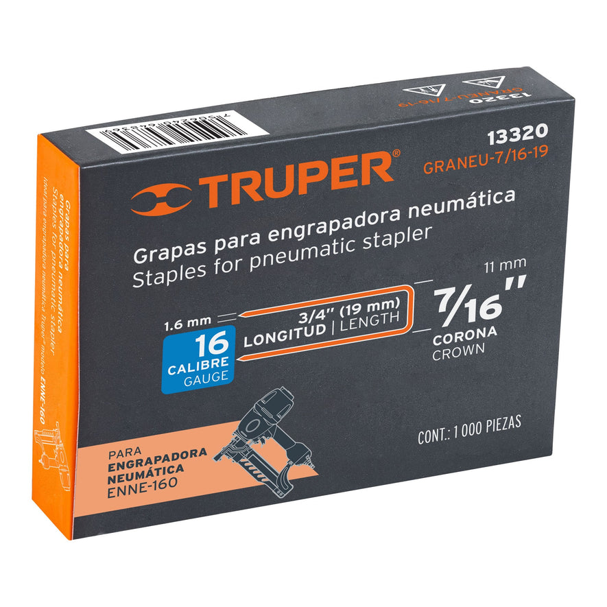 grapas corona 7/16' cal. 16, 19mm p/ENNE-160 Caja con 1000, 13320