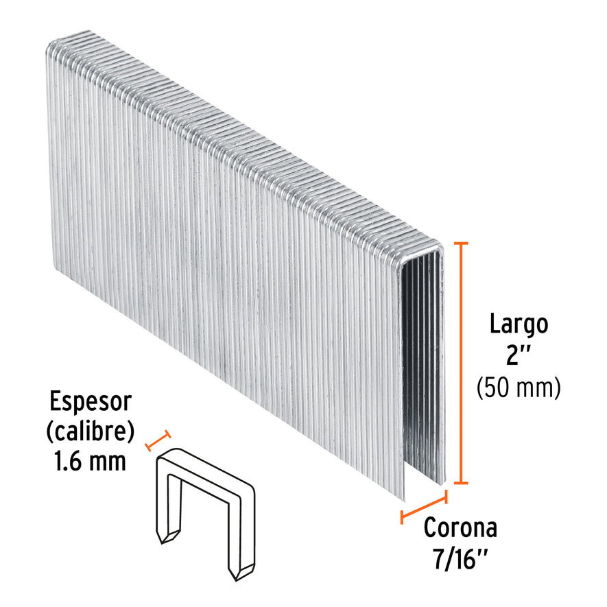 grapas corona 7/16' cal. 16, 50mm p/ENNE-160 Caja con 1000, 13349