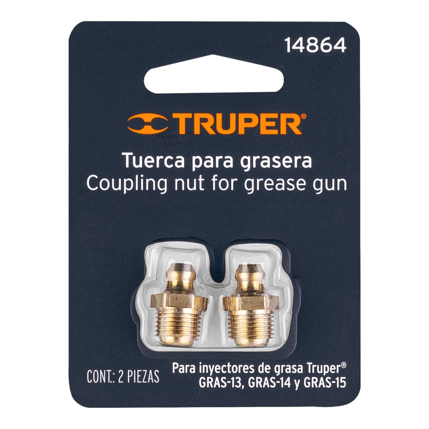 Tuercas para inyectores de grasa, 2 piezas, Truper Caja con 20, 14864