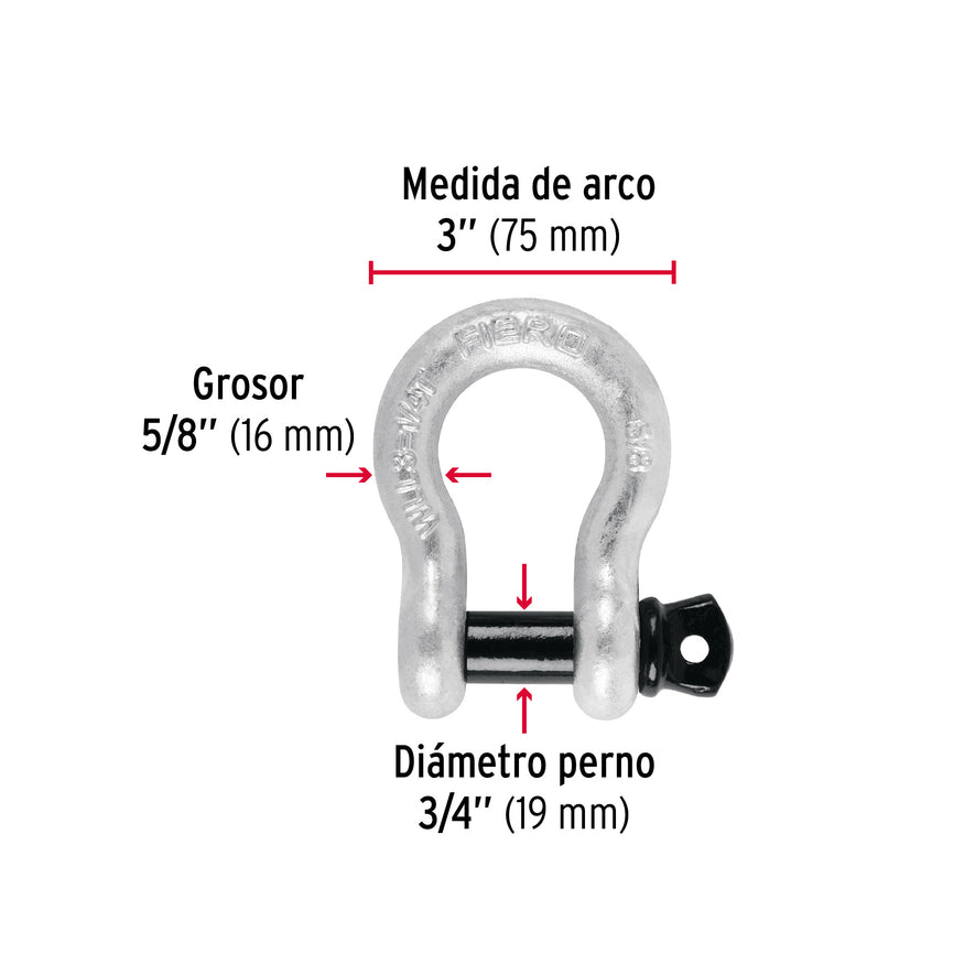 Grillete de acero forjado 5/8', Fiero Caja con 4, 44972