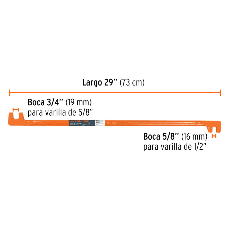 Grifa de dos bocas de 5/8 y 3/4', Truper Caja con 3, 19800