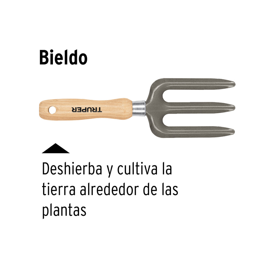 Bieldo para jardín, mango de 6', Truper Caja con 6, 15026