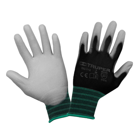 Guantes de nylon recubiertos de poliuretano, M, TRUPER Caja con 12, 13291