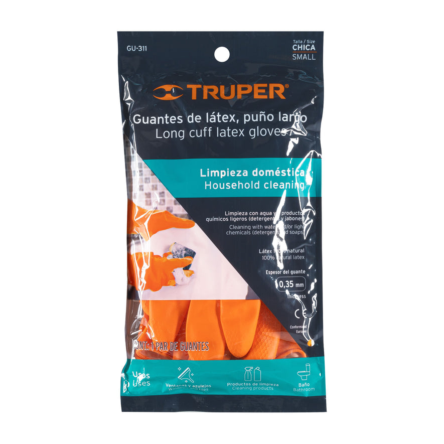 Guantes de látex para limpieza, CH, TRUPER Caja con 6, 13296