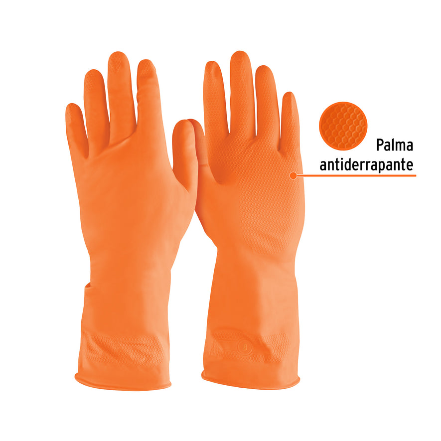 Guantes de látex para limpieza, M, TRUPER Caja con 6, 14262