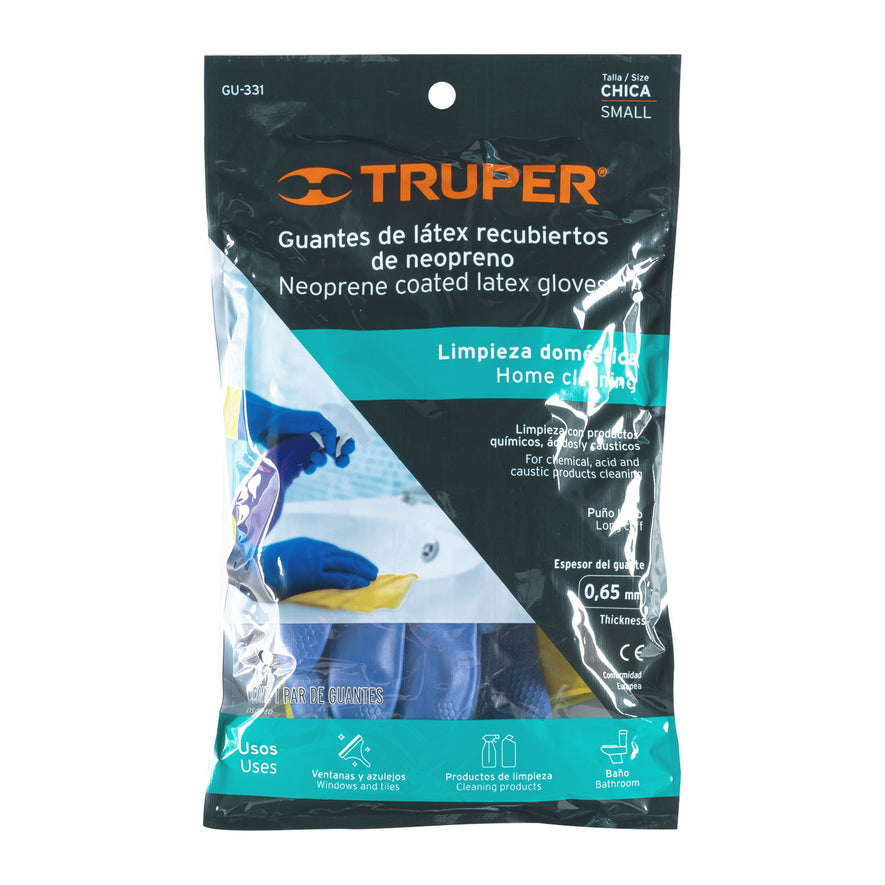 Guantes de látex reforzados para limpieza, CH, TRUPER Caja con 6, 13297