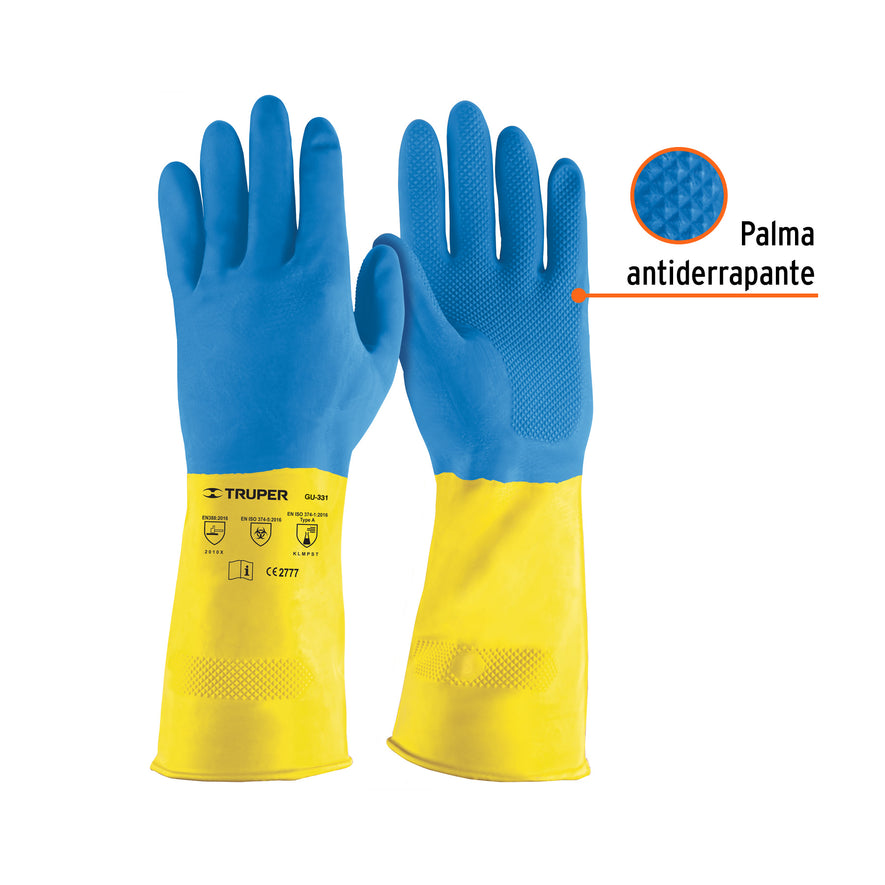 Guantes de látex reforzados para limpieza, CH, TRUPER Caja con 6, 13297