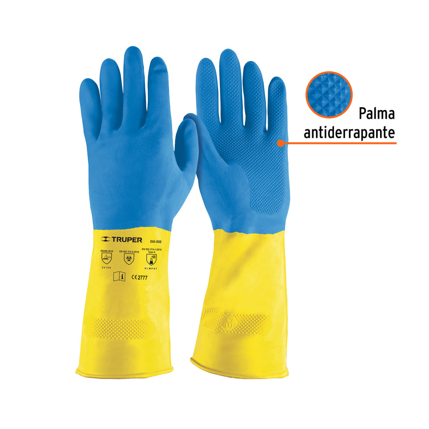 Guantes de látex reforzados para limpieza, M, TRUPER Caja con 6, 15268