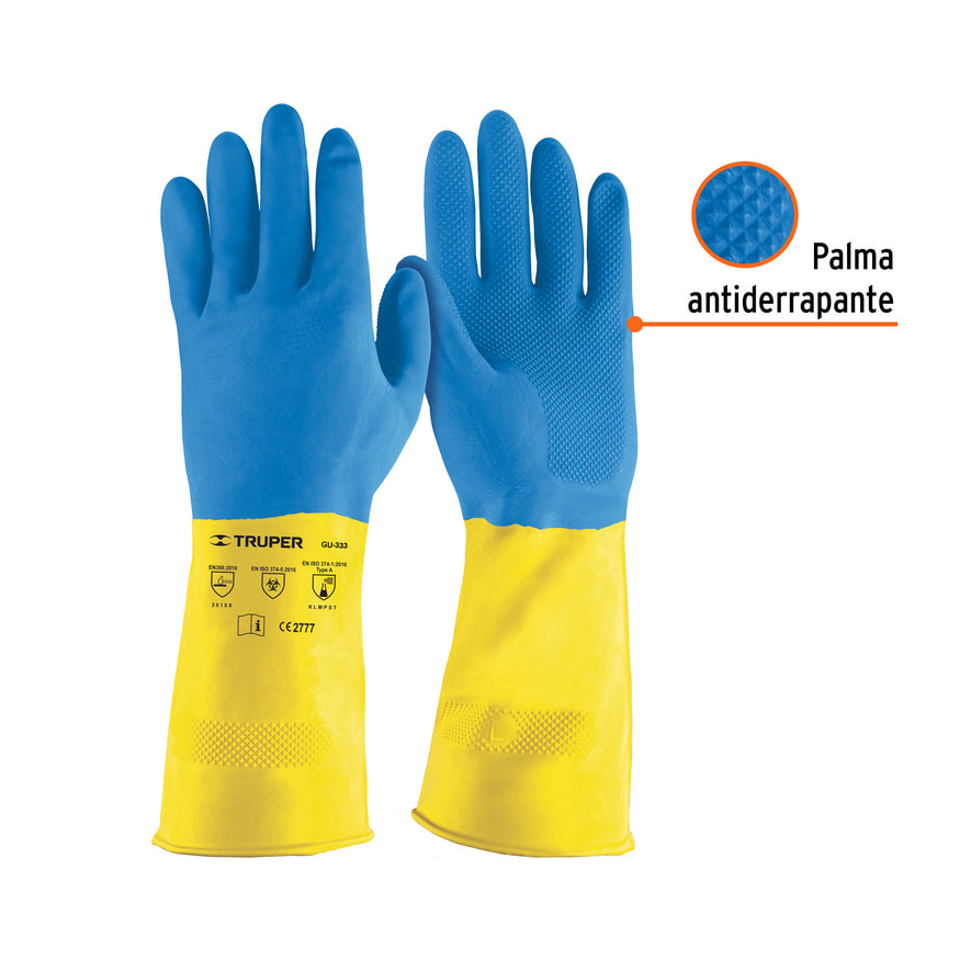 Guantes de látex reforzados para limpieza, G, TRUPER Caja con 6, 15269