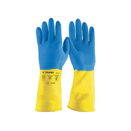 Guantes de látex reforzados para limpieza, XG, Truper Caja con 6, 103712