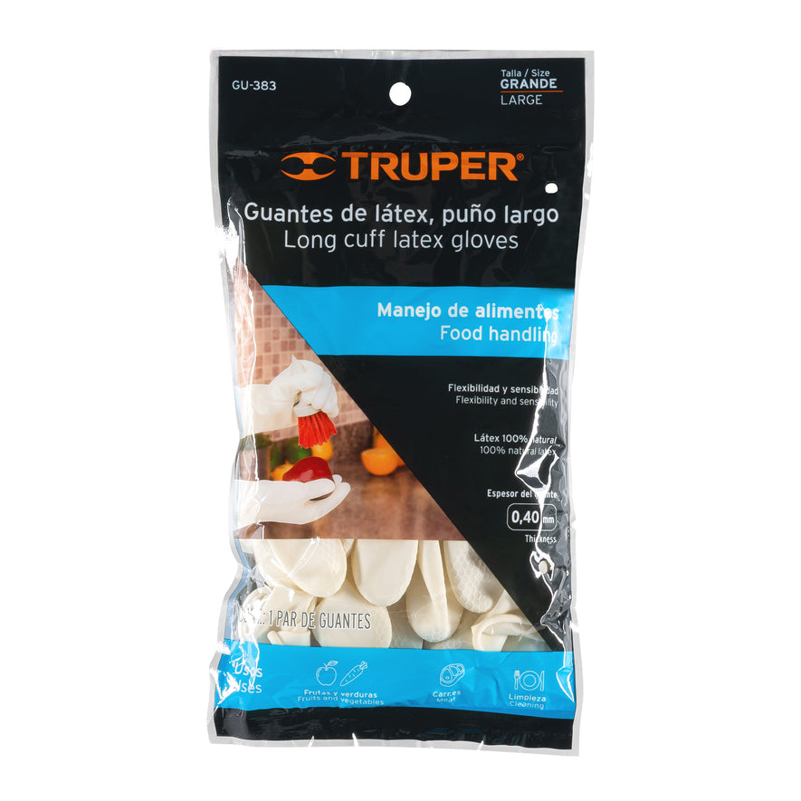 Guantes de látex para manejo de alimentos, G, TRUPER Caja con 6, 14265