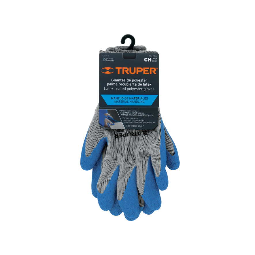 Guantes de poliéster recubiertos de latex, CH, TRUPER Caja con 6, 15265