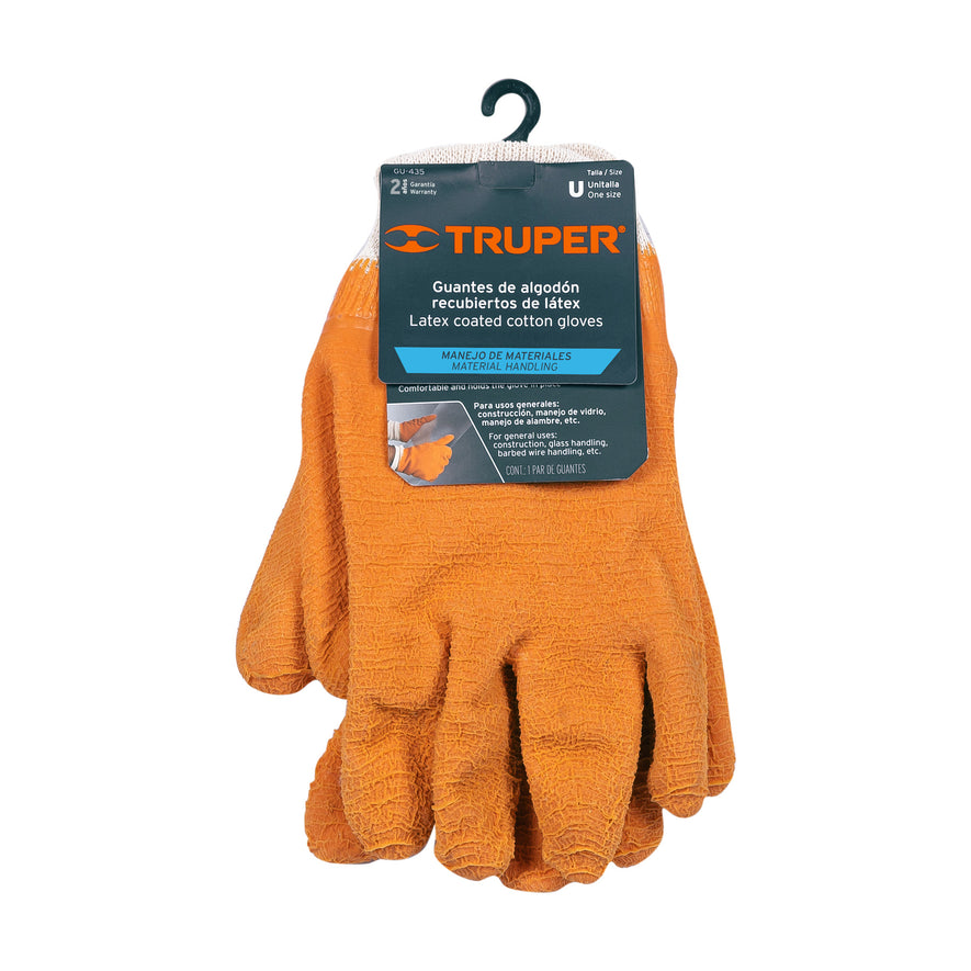 Guantes de algodón recubiertos de latex, unitalla, TRUPER Caja con 6, 14248