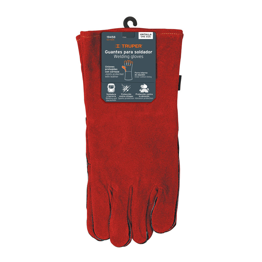 Guantes para soldador, rojos, TRUPER Caja con 6, 19458