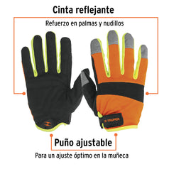 Guantes para mecánico, alta visibilidad, TRUPER Caja con 6, 10849