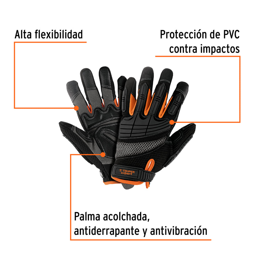 Guantes para mecánico con protección anti-impacto, TRUPER Caja con 3, 15158