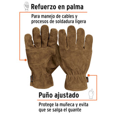 Guantes de carnaza para electricista, TRUPER Caja con 6, 14289