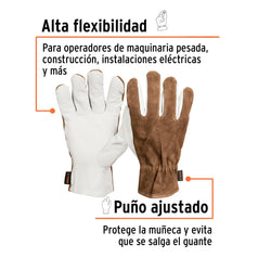 Guantes de piel de cabra con dorso de carnaza, TRUPER Caja con 6, 14288
