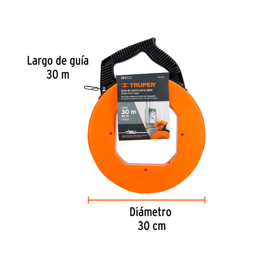 Guía de acero de 30 m para cable, Truper, 17752