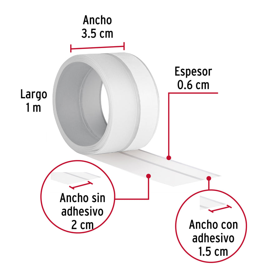 Cinta guardapolvo 1 m x 35 mm, transparente, Hermex Caja con 6, 48467