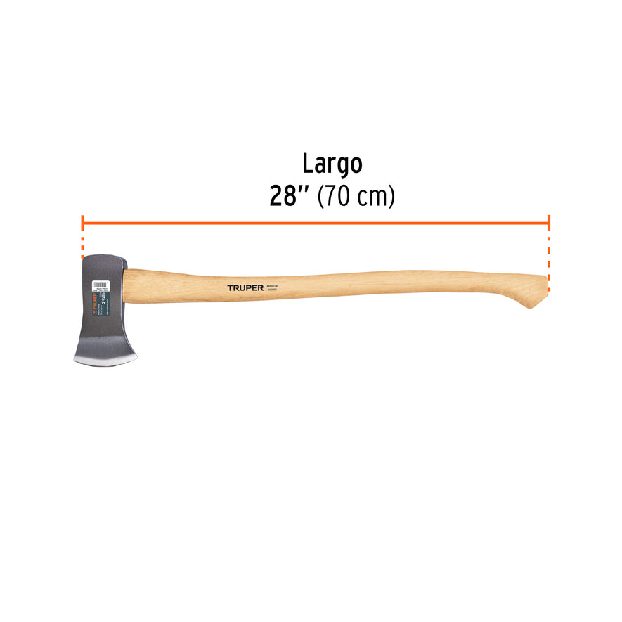 Hacha Boy 2-1/4 lb, mango de hickory 28', Truper Caja con 2, 14956