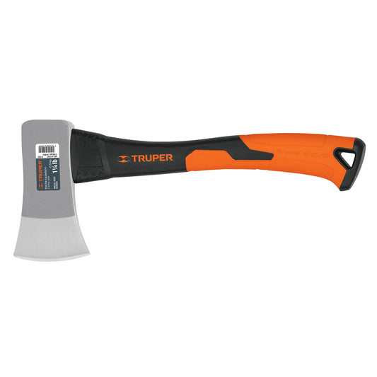 Hacha cazadora 1-1/4 lb, mango fibra de vidrio 14', Truper Caja con 4, 14951