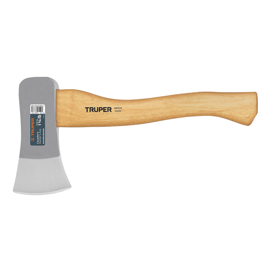Hacha cazadora 1-3/4 lb, mango hickory 15', Truper Caja con 4, 11709
