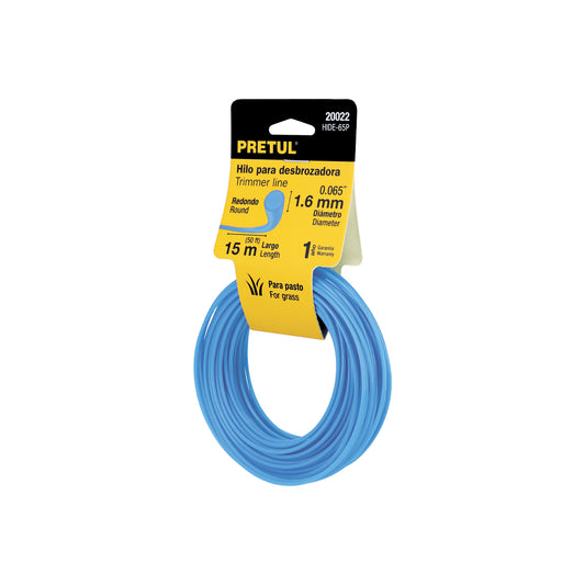 Hilo redondo, para desbrozadora, 1.6mm x15m, tarjeta, PRETUL Caja con 6, 20022