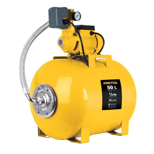 Equipo hidroneumático 50L, bomba periférica 1/2 HP, Pretul, 20184