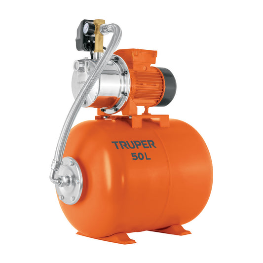 Equipo hidroneumático 50L, bomba jet inox. 1 HP, TRUPER, 104048