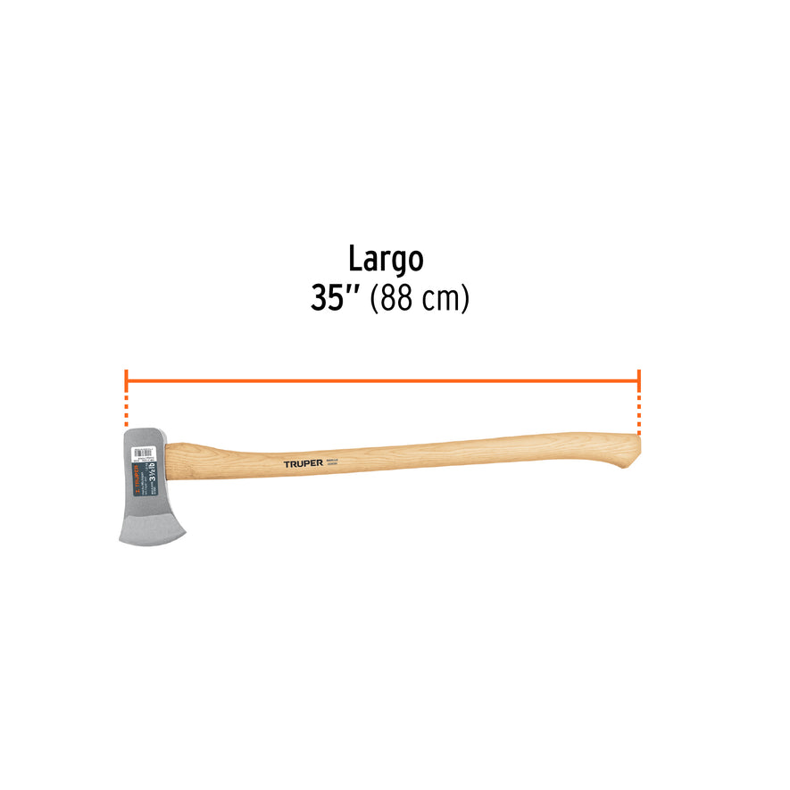 Hacha Michigan 3-1/2 lb, mango de hickory 34', Truper Caja con 2, 14958