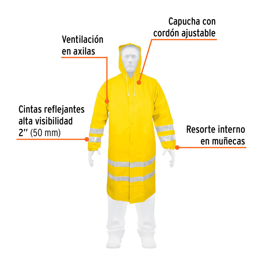 Gabardina impermeable doble capa con reflejante, G, Truper Caja con 5, 17723