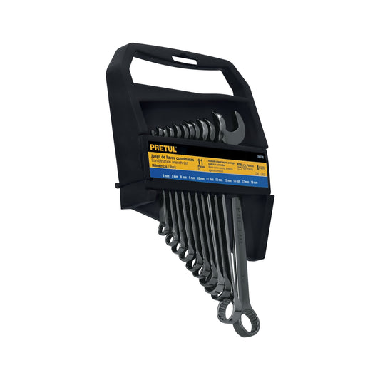 Juego de 11 llaves combinadas mm, acabado gun metal, Pretul Caja con 2, 26078