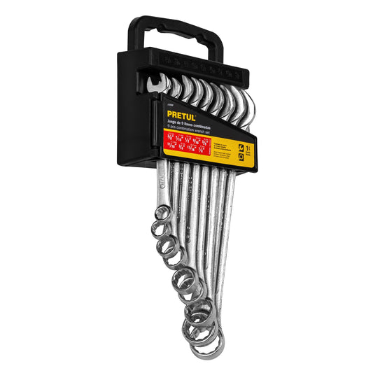 Juego de 9 llaves combinadas std, PRETUL Caja con 3, 21994