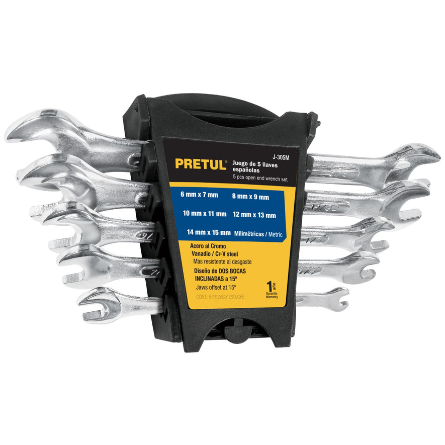 Juego de 5 llaves españolas mm, PRETUL Caja con 3, 22001