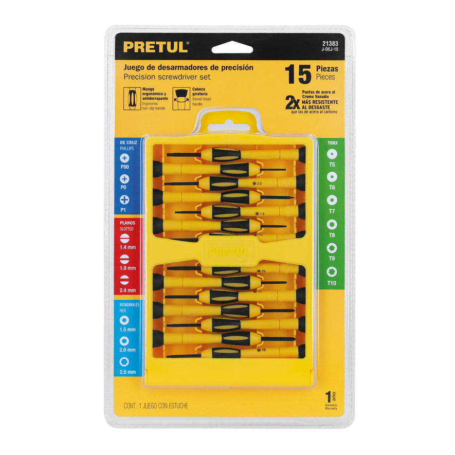 Juego con 15 desarmadores de precisión, Pretul Caja con 3, 21383